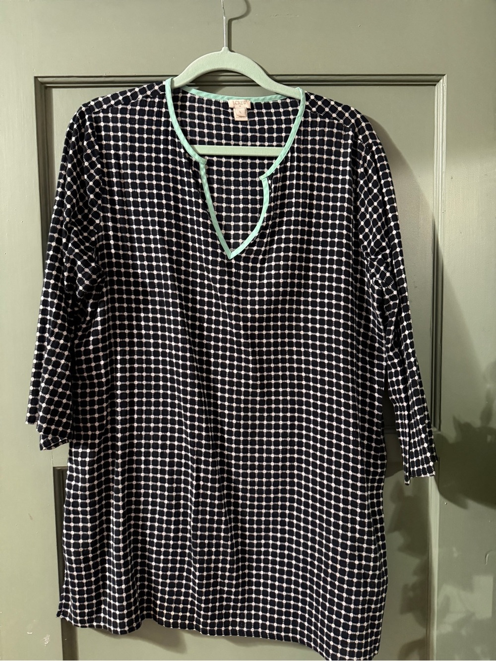Women’s black Grid Tunic with Mint Trim